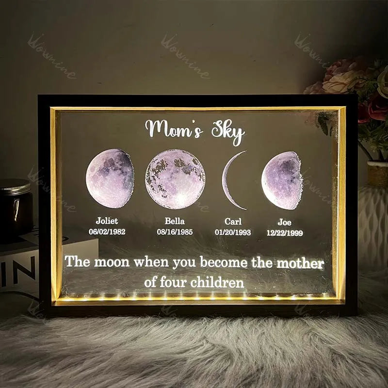 Custom Birth Moon Phase Mirror Light Box