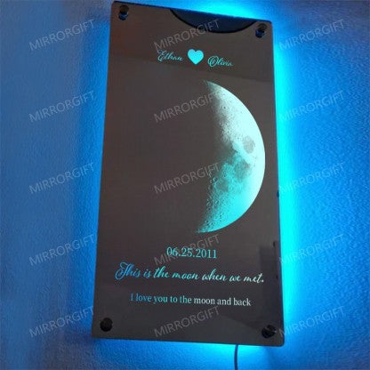 Personalized Moon Phase Mirror Light - Romantic Valentine's Day Gift