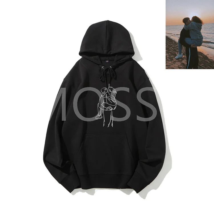 Personalized Photo Line Drawing Embroidered Hoodie