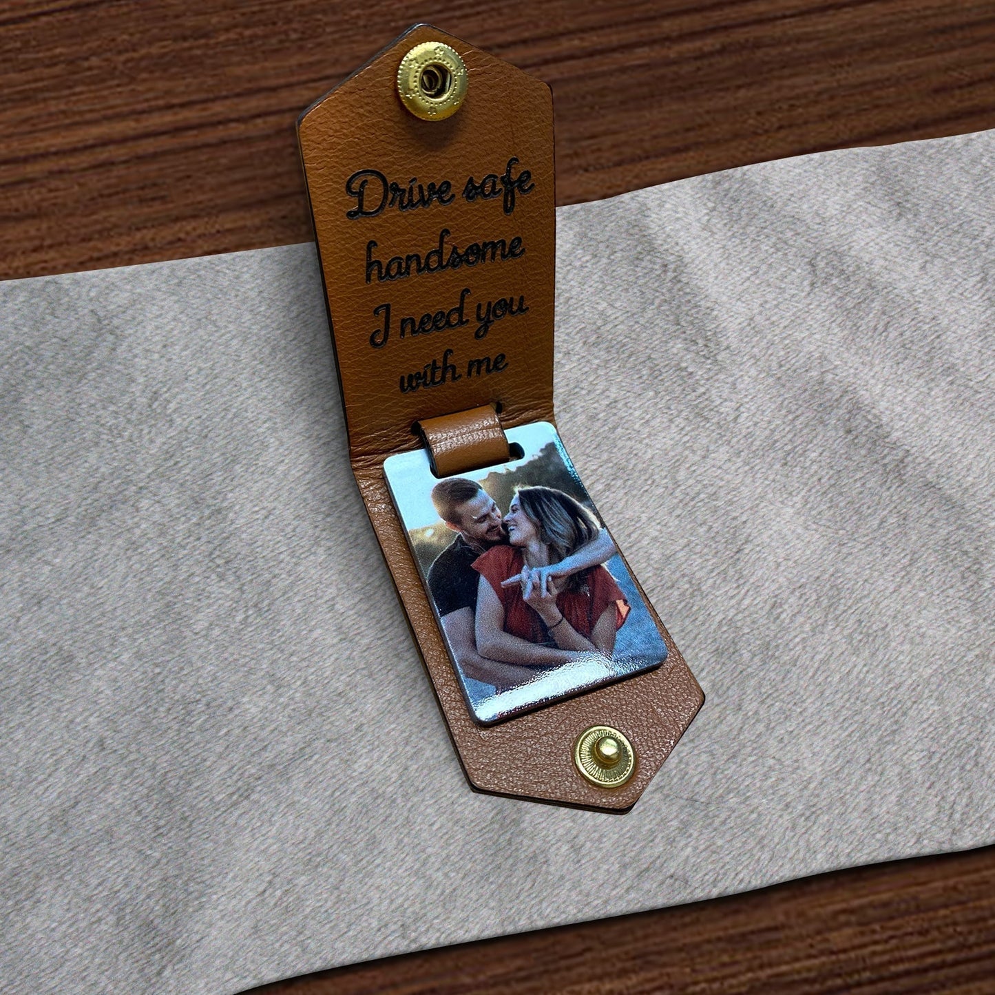 Personalized Keyring in Leather Case