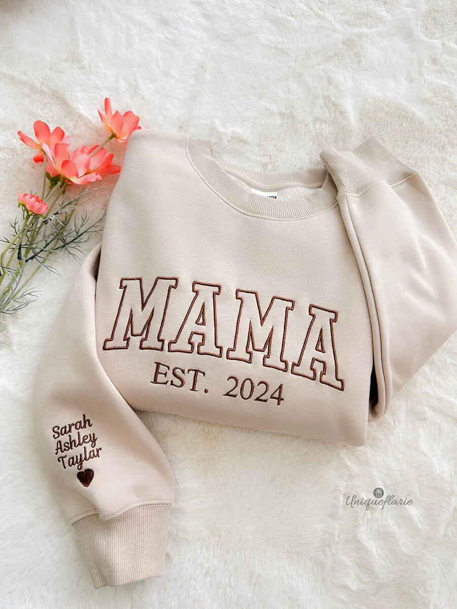 Custom Embroidered Mama Sweatshirt/Hoodie Mother's Day Gift