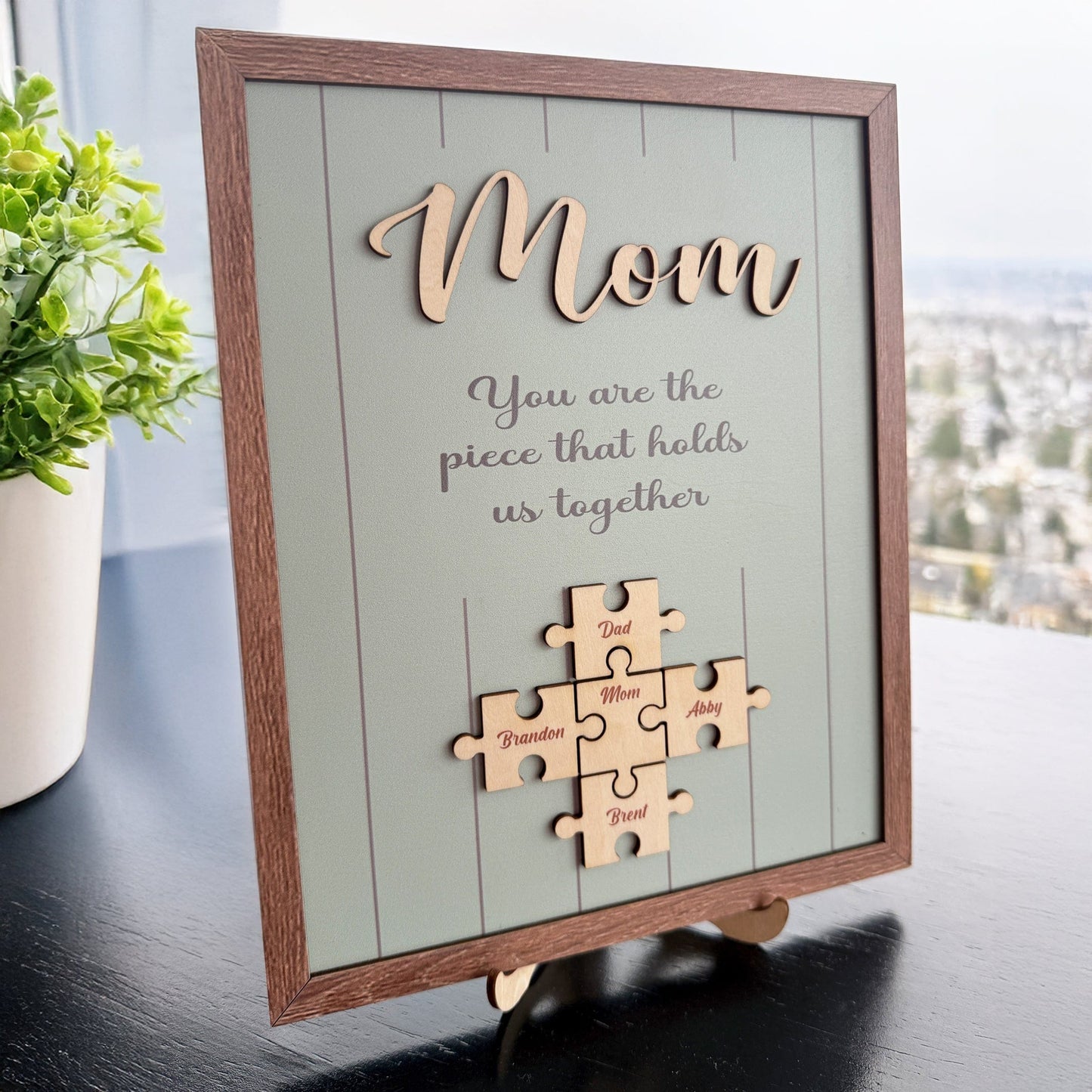 Custom Wooden Squared Puzzle Piece For Mom