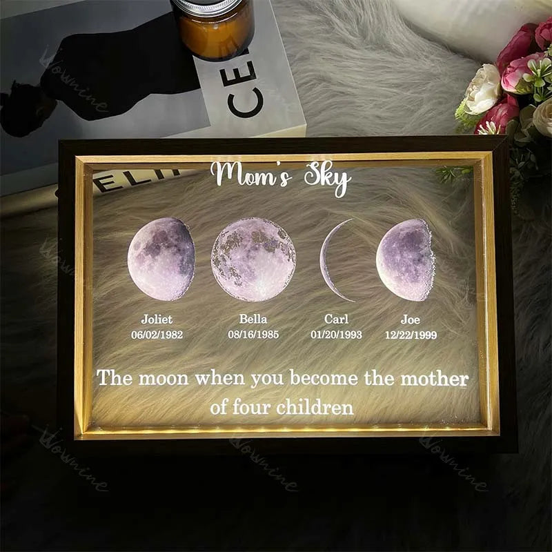 Custom Birth Moon Phase Mirror Light Box
