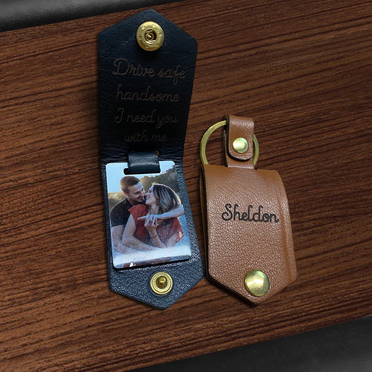Personalized Keyring in Leather Case