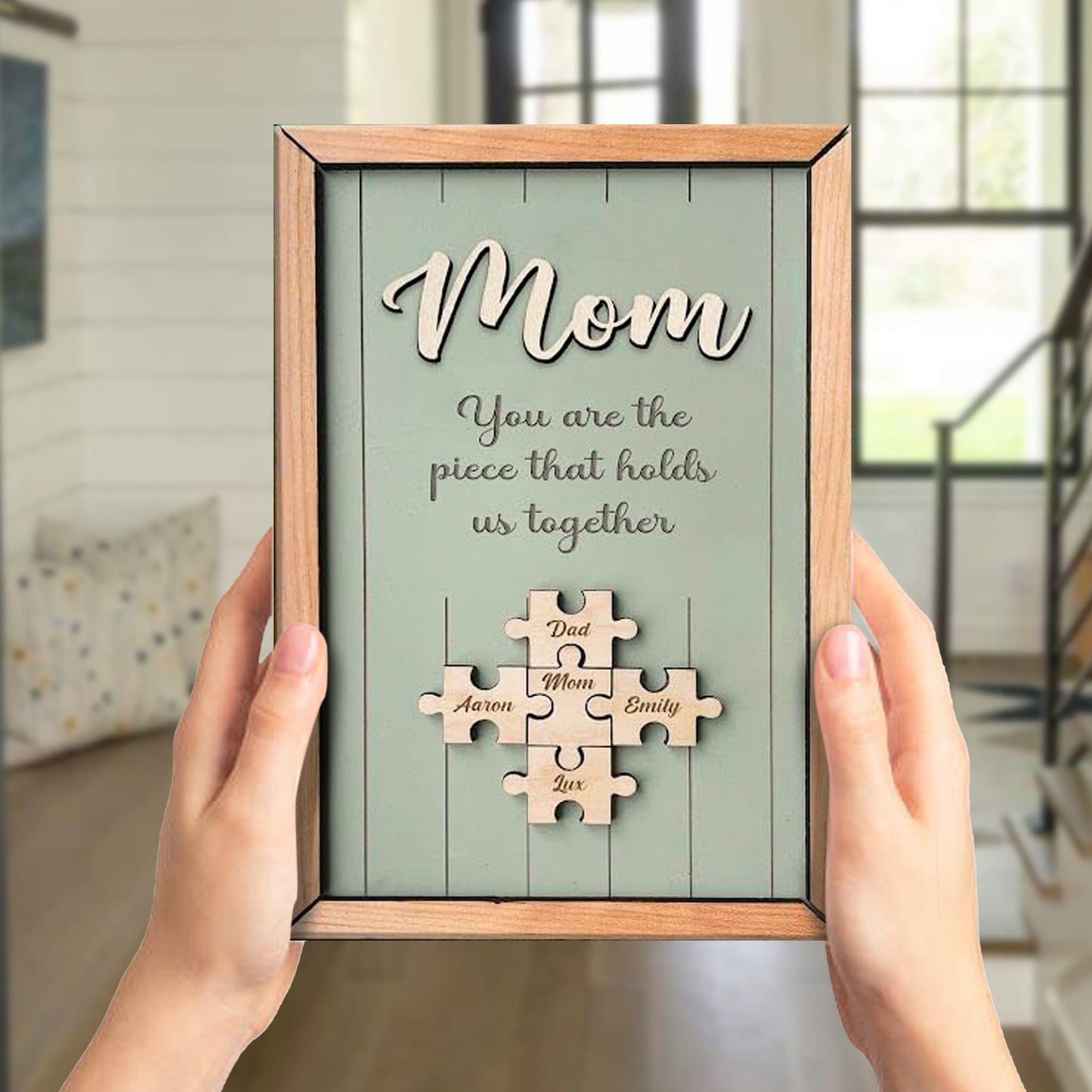 Custom Wooden Squared Puzzle Piece For Mom