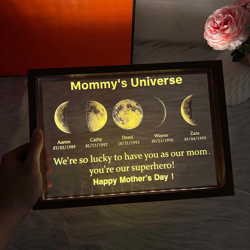 Custom Birth Moon Phase Mirror Light Box