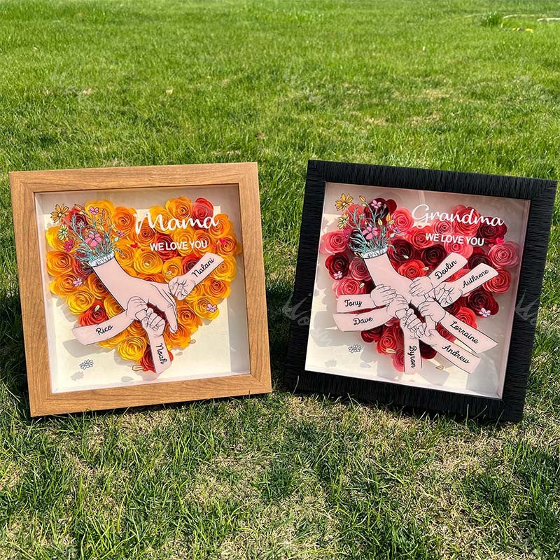 Custom Flower Shadow Box - We Love You Mommy Hand Holding Pro