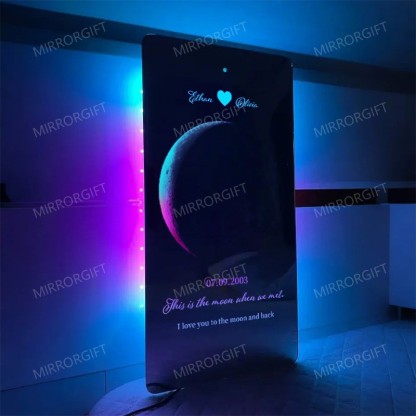 Personalized Moon Phase Mirror Light - Romantic Valentine's Day Gift