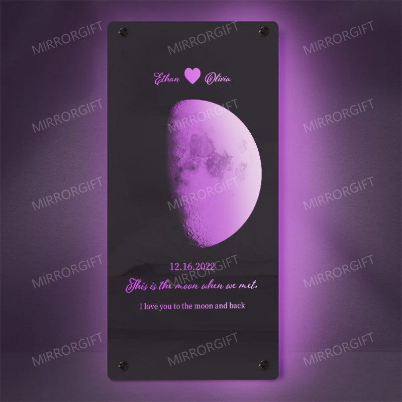 Personalized Moon Phase Mirror Light - Romantic Valentine's Day Gift