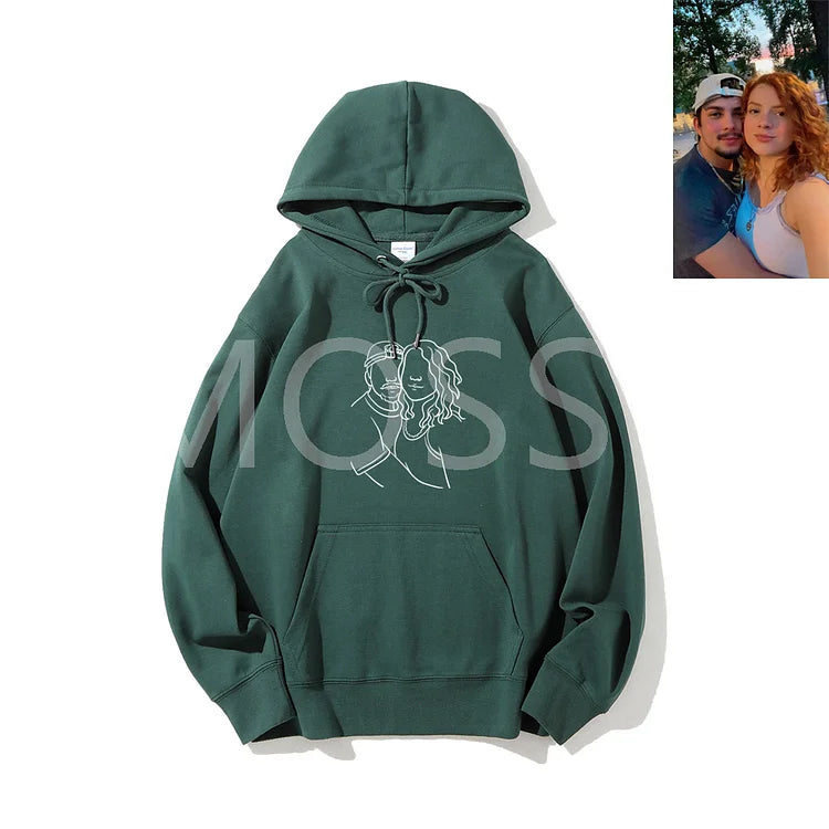Personalized Photo Line Drawing Embroidered Hoodie