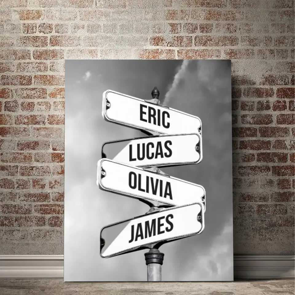 Personalized Canvas - Vintage street sign for families
