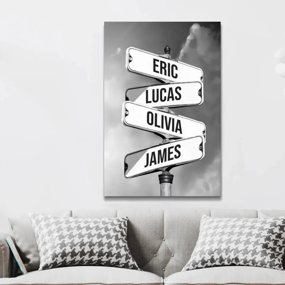 Personalized Canvas - Vintage street sign for families