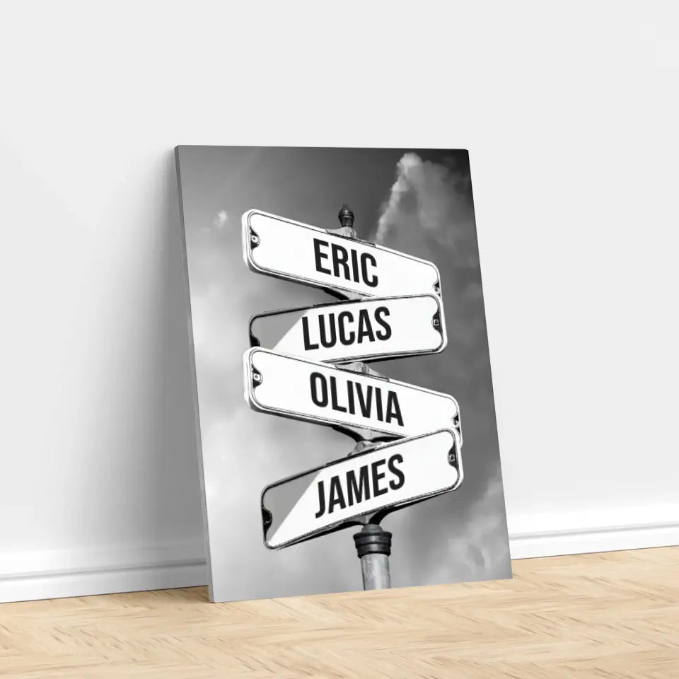Personalized Canvas - Vintage street sign for families