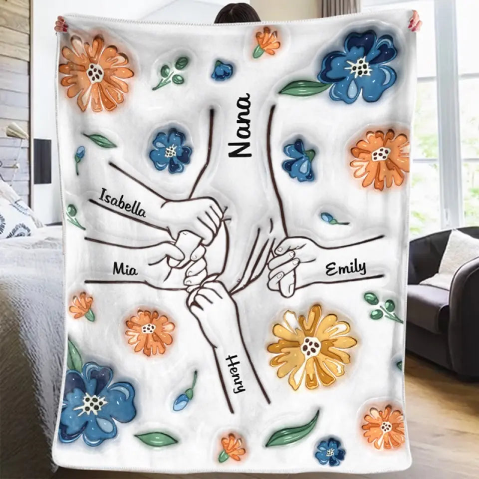 Personalized 3D Inflated Effect Printed Blanket - Mother's Day, Gift For Mom, Grandma