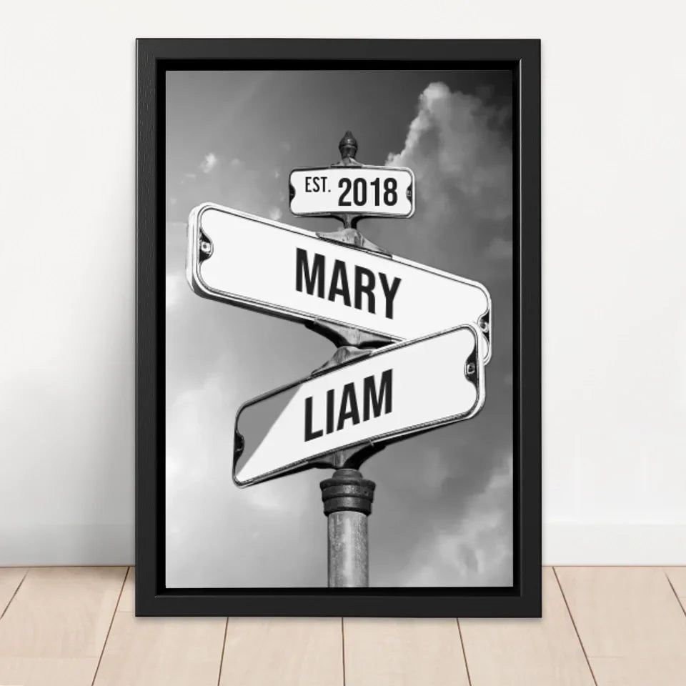 Personalized Canvas "Vintage Street Sign for couples"