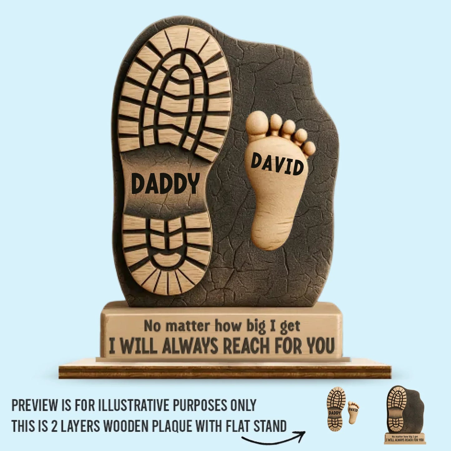Personalized Wooden Plaque With Flat Stand - Gift For Dad, Grandpa