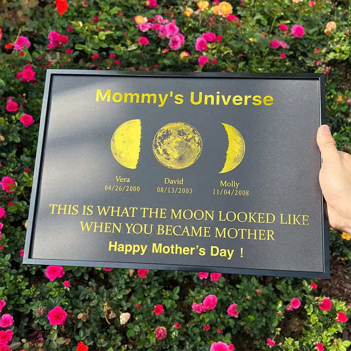 Personalized Moon Phase Art Canvas - "Mother’s Universe"