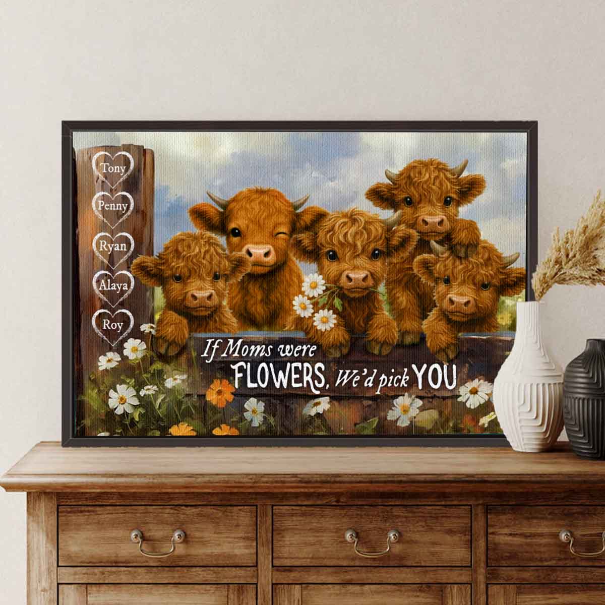 Custom Canvas - We'd Pick You Highland Cow