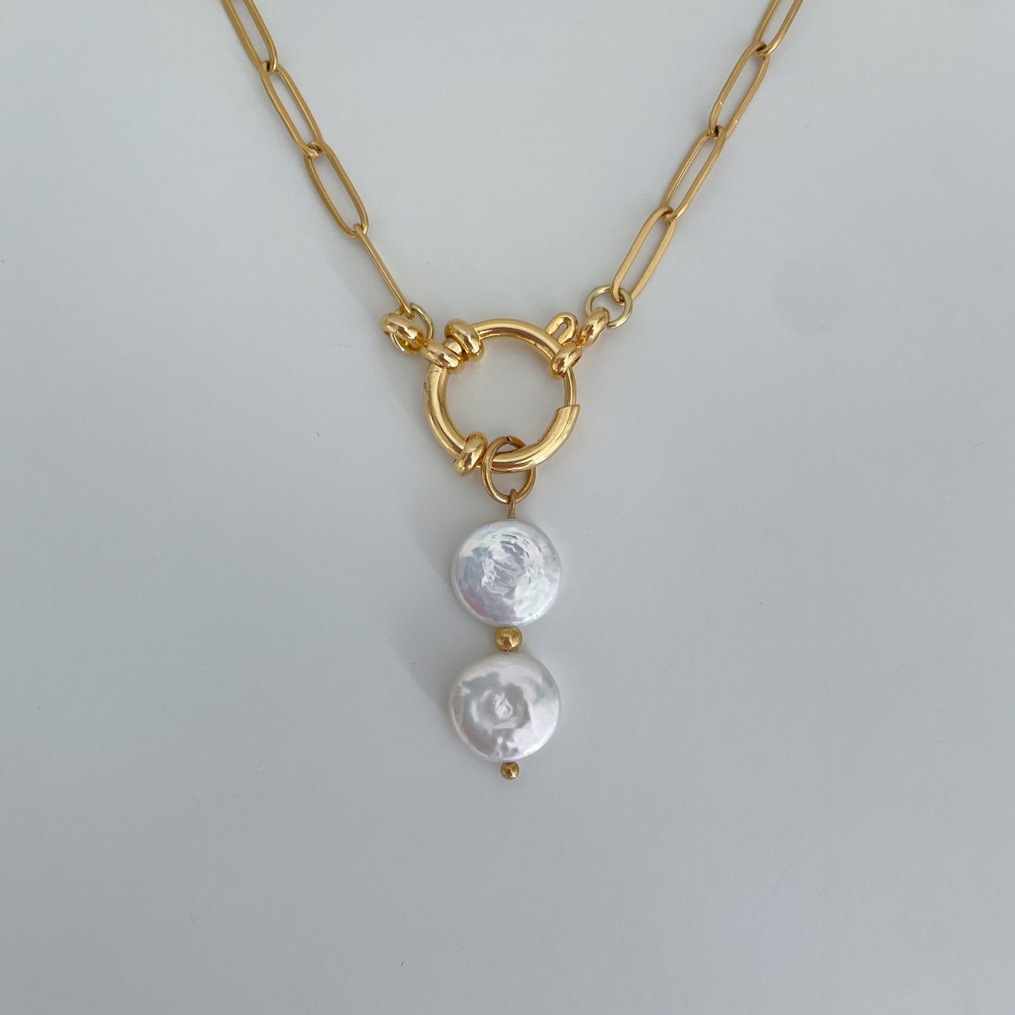 Double Coin Pearl Charm