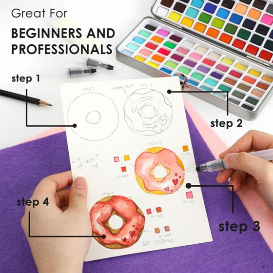 Grabie Watercolor Painting Art Set with Vibrant Colors