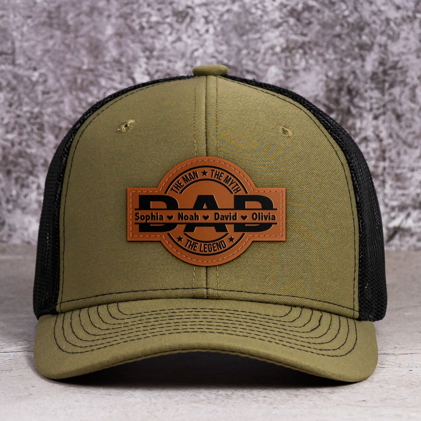 Personalized Dad Leather Patch Hat