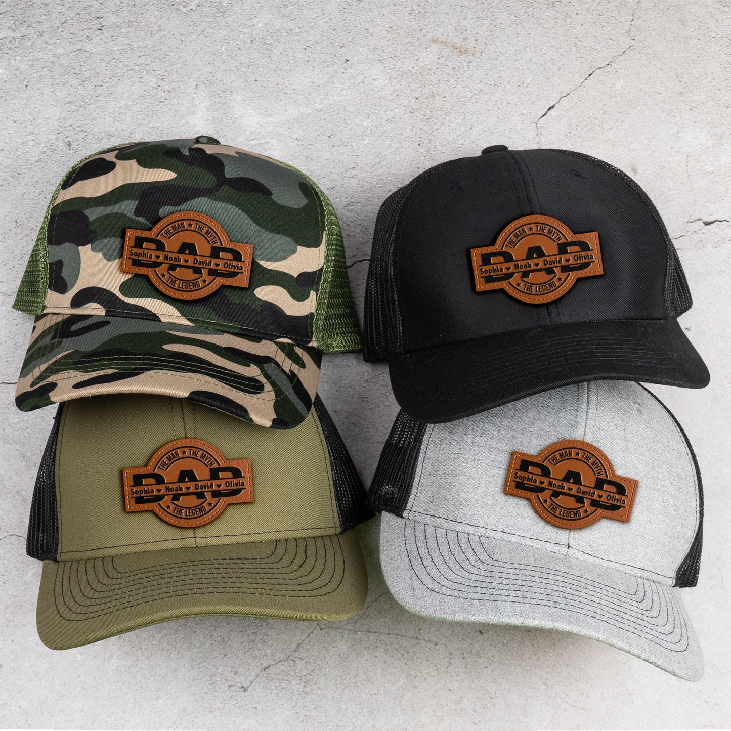 Personalized Dad Leather Patch Hat