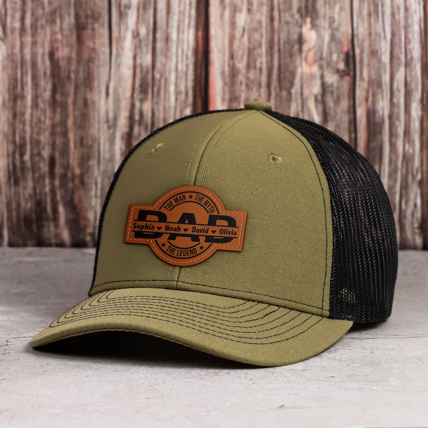 Personalized Dad Leather Patch Hat