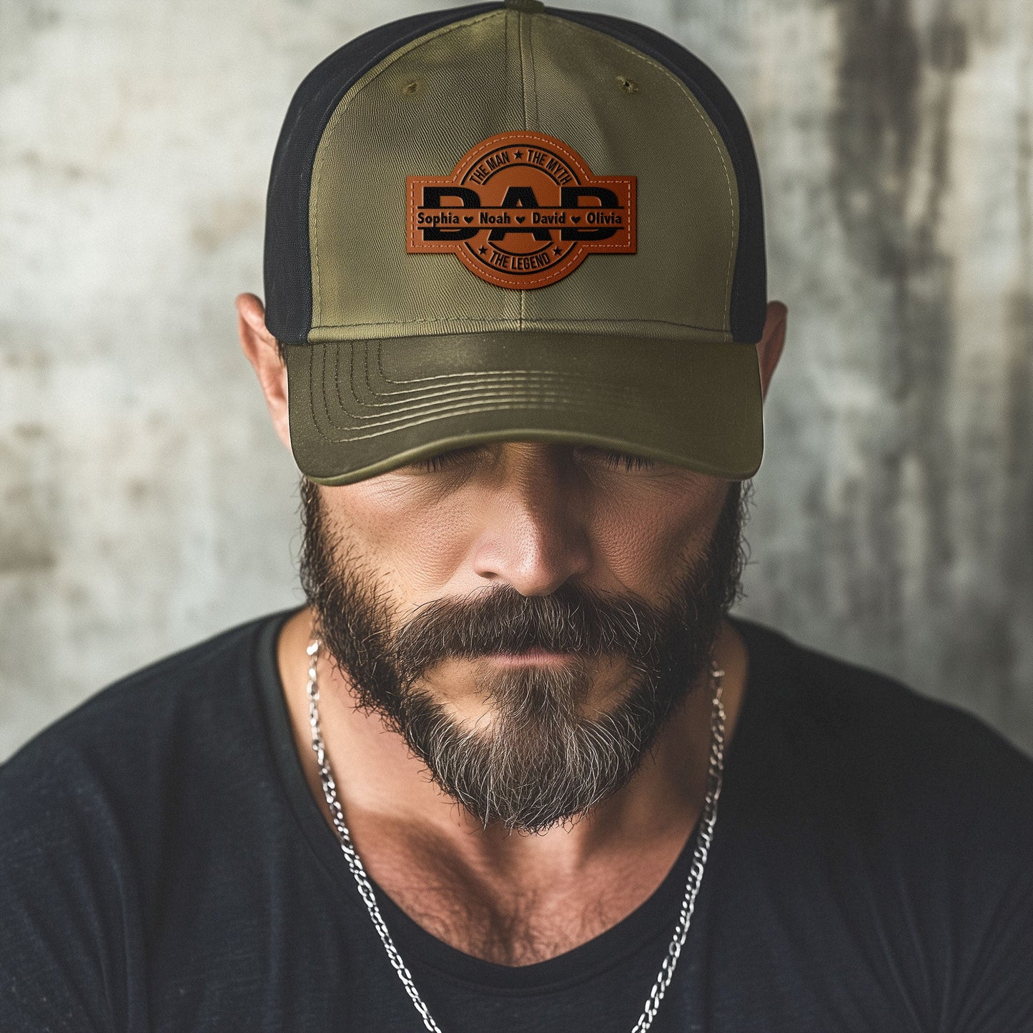 Personalized Dad Leather Patch Hat