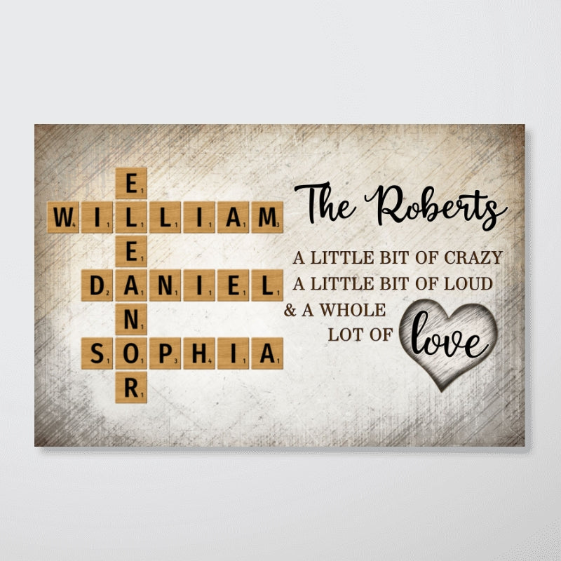Personalized Canvas Crossword - "Family Whole Lot Of Love"