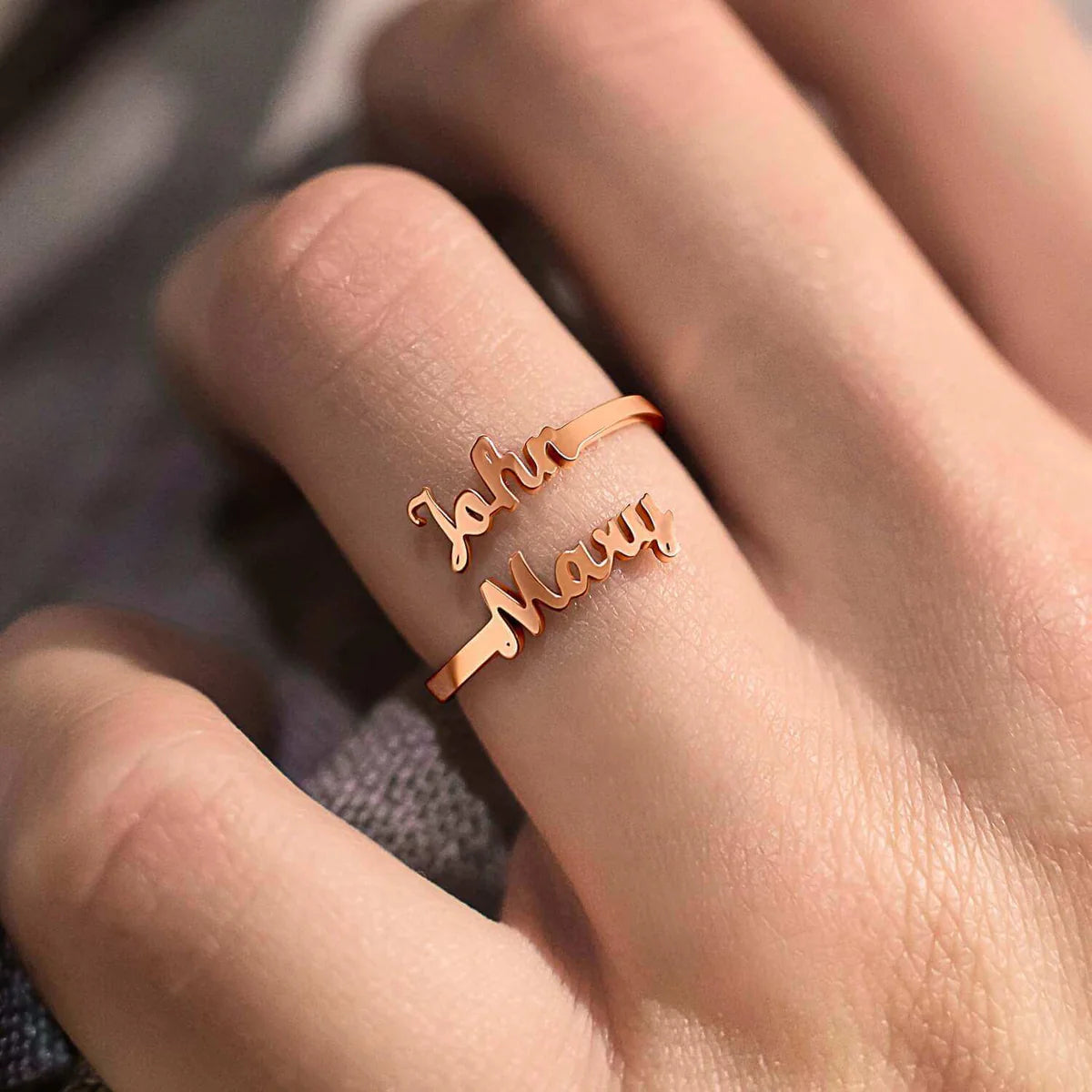 Personalized Double Name Ring
