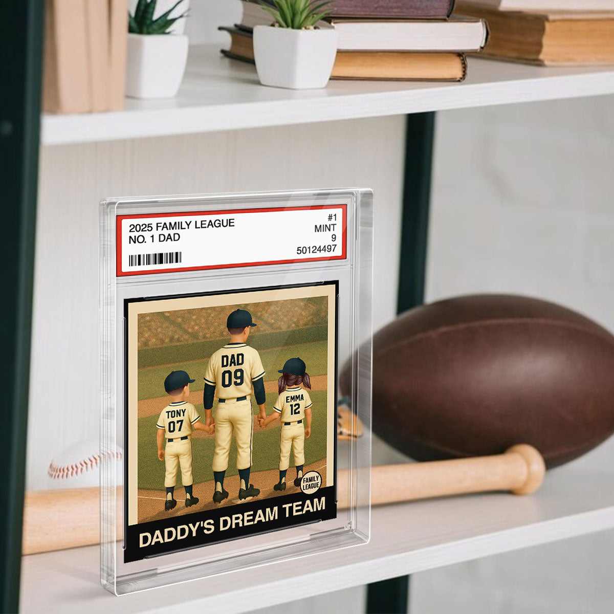 Personalized Baseball Acrylic Plaque - Dad Grandpa Man & Kids Trading Card Style