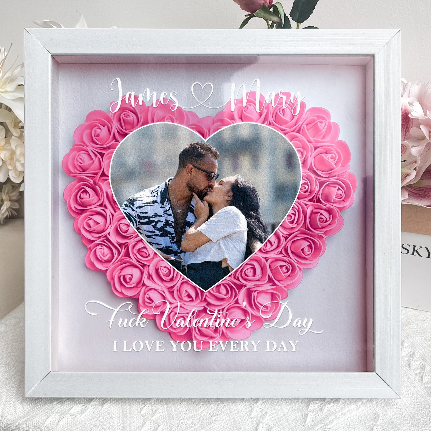 Personalized Photo Flower Shadow Box