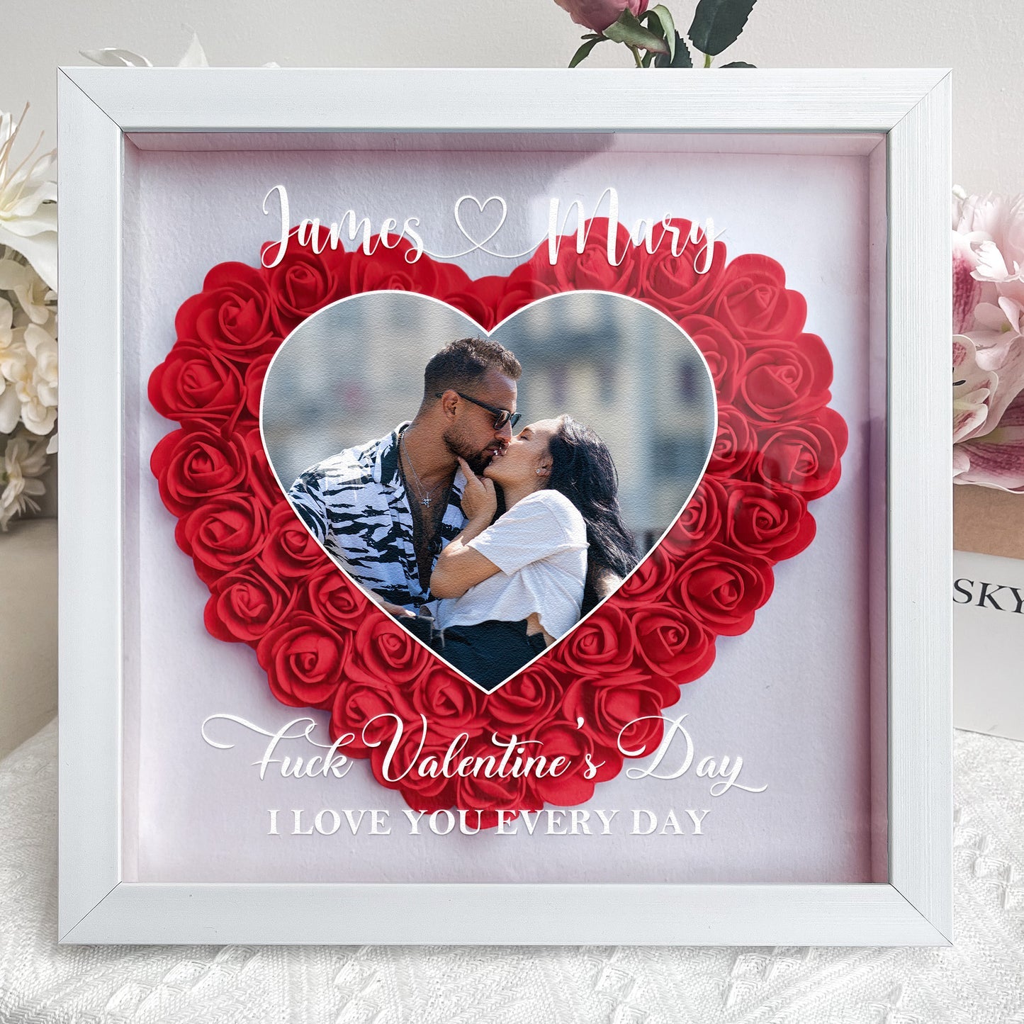 Personalized Photo Flower Shadow Box