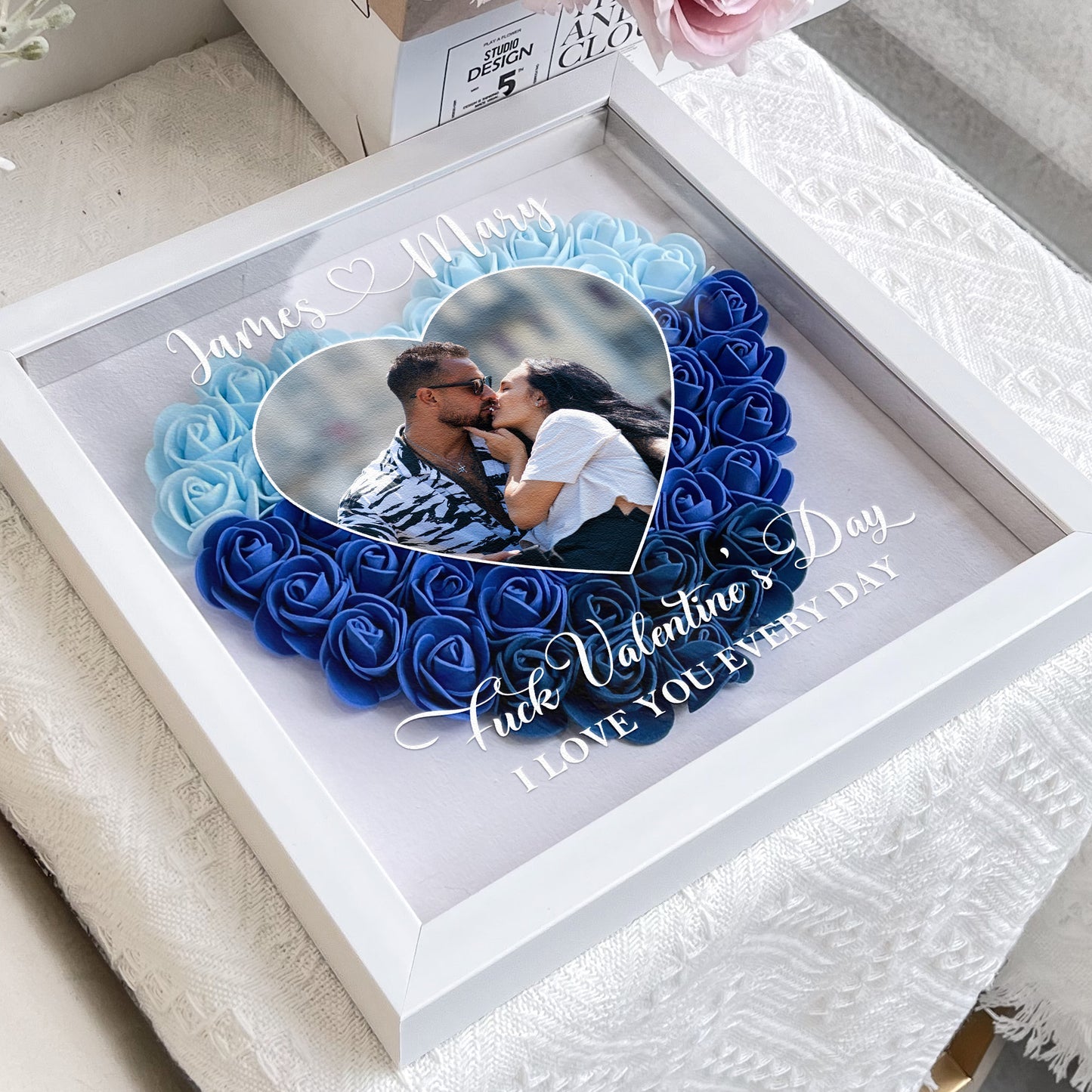 Personalized Photo Flower Shadow Box