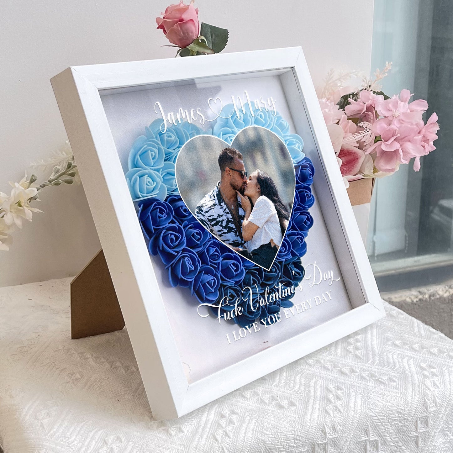 Personalized Photo Flower Shadow Box