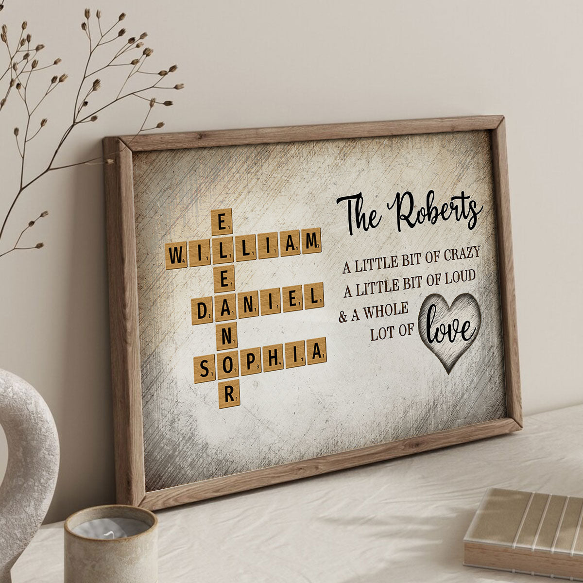 Personalized Canvas Crossword - "Family Whole Lot Of Love"