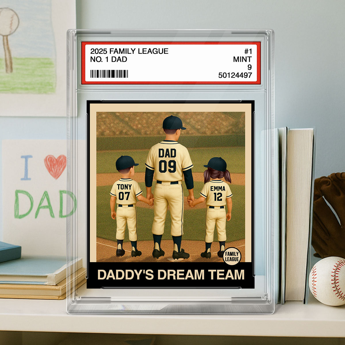 Personalized Baseball Acrylic Plaque - Dad Grandpa Man & Kids Trading Card Style