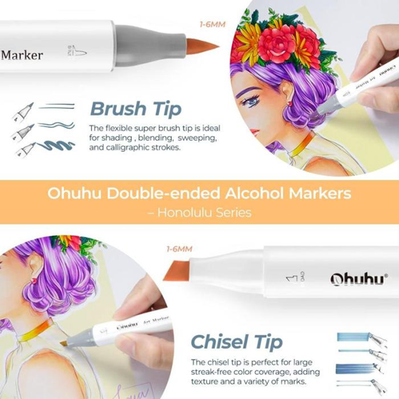 48-Color Double Tipped Ohuhu Art Marker Set