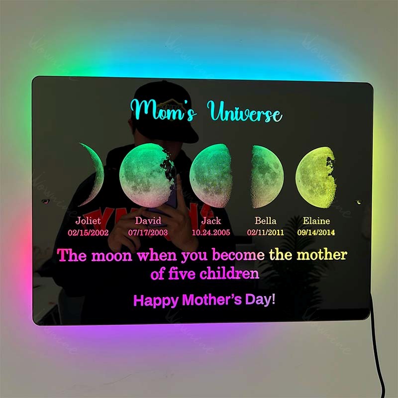 Custom Mom's Universe Moon Led Mirror Light Frame