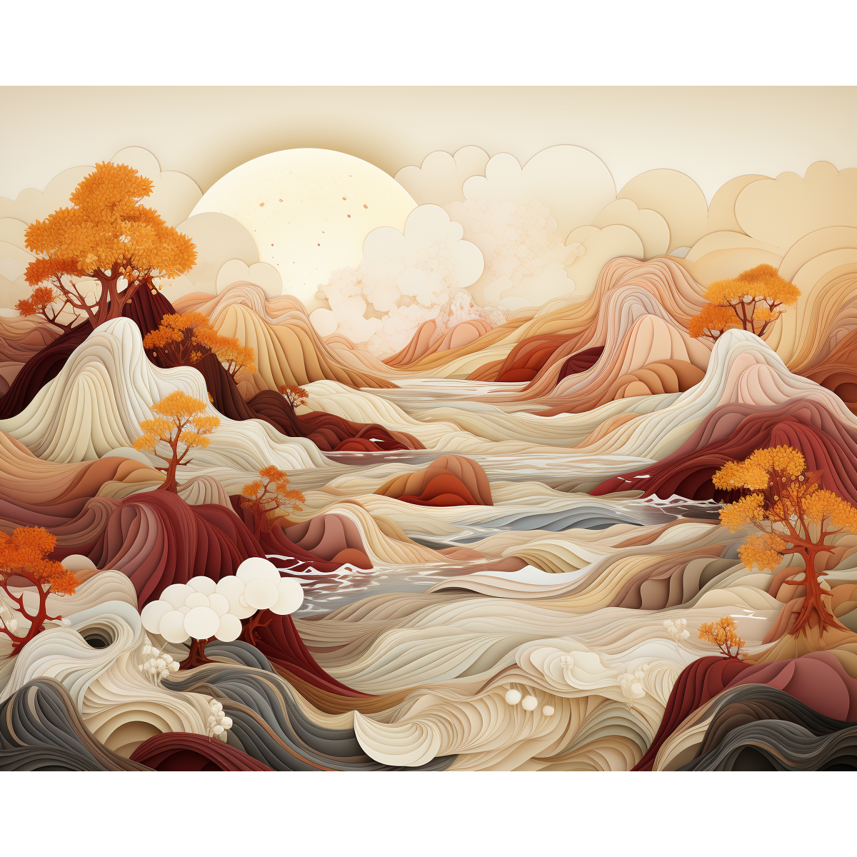 Abstract Mountain Harmony Paint By Numbers Kit