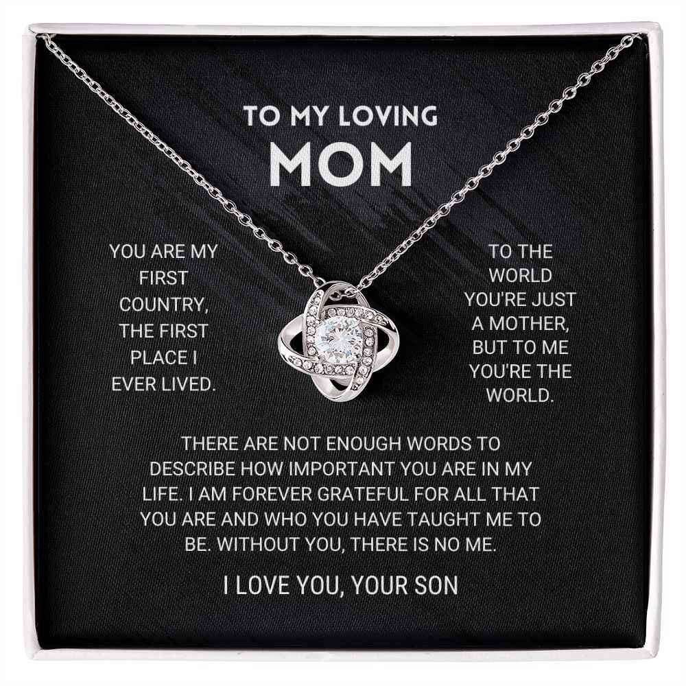 Mom - You're The World - Love Knot Necklace From Son