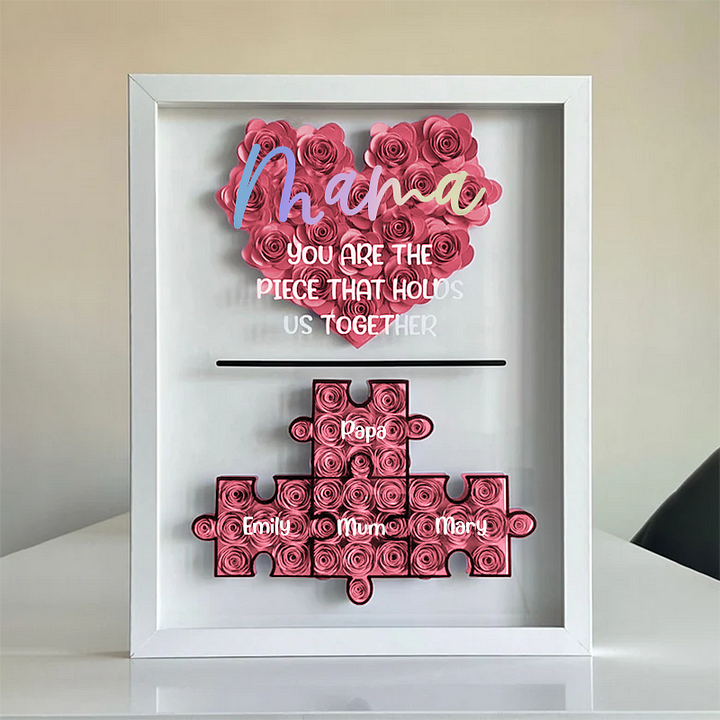 Personalized Mother's Day Jigsaw Puzzle Flower Shadow Box