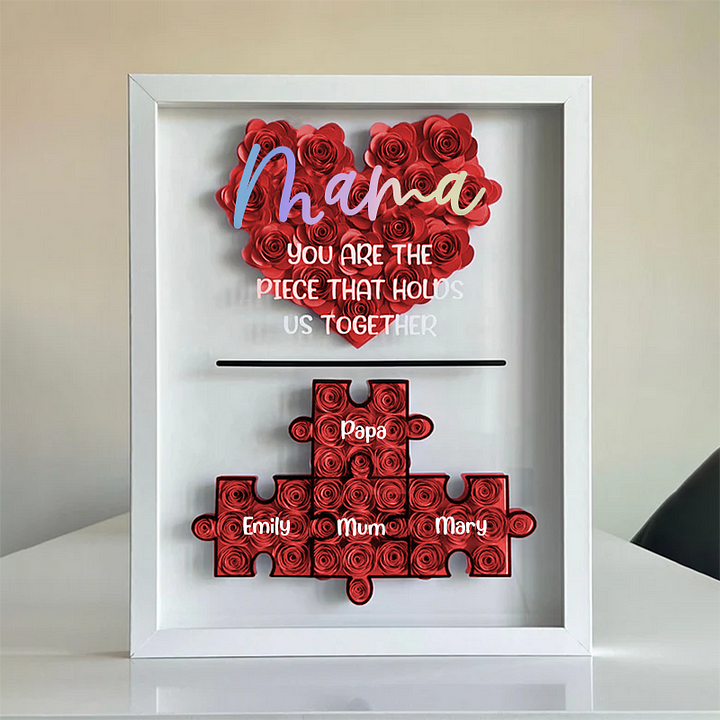 Personalized Mother's Day Jigsaw Puzzle Flower Shadow Box