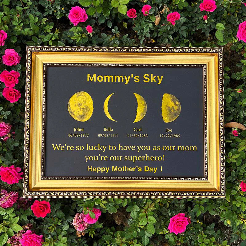 Personalized Moon Phase Art Canvas - "Mother’s Universe"