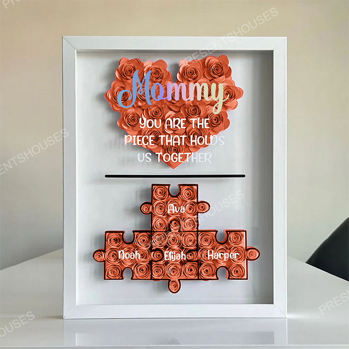 Personalized Mother's Day Jigsaw Puzzle Flower Shadow Box