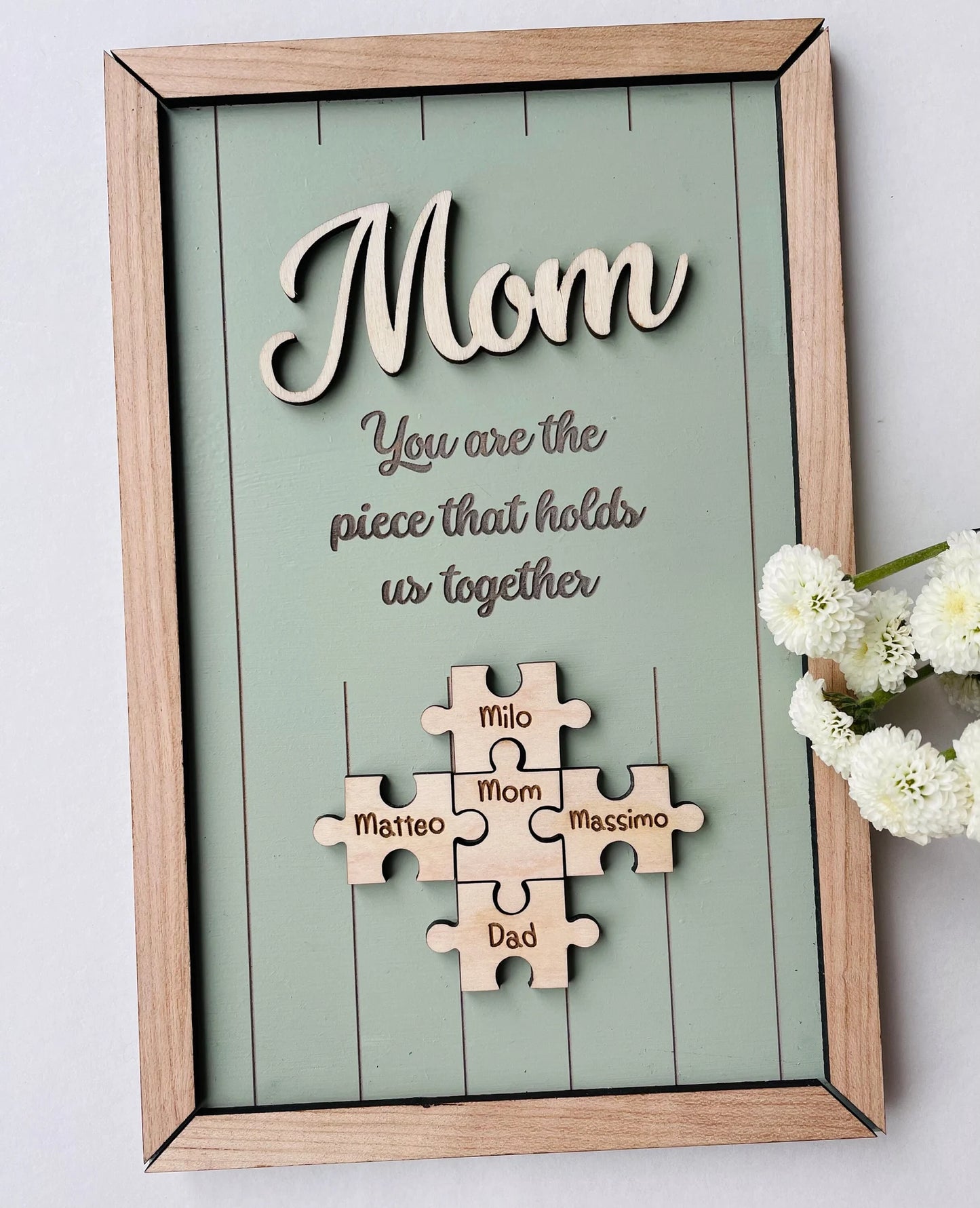Custom Wooden Squared Puzzle Piece For Mom