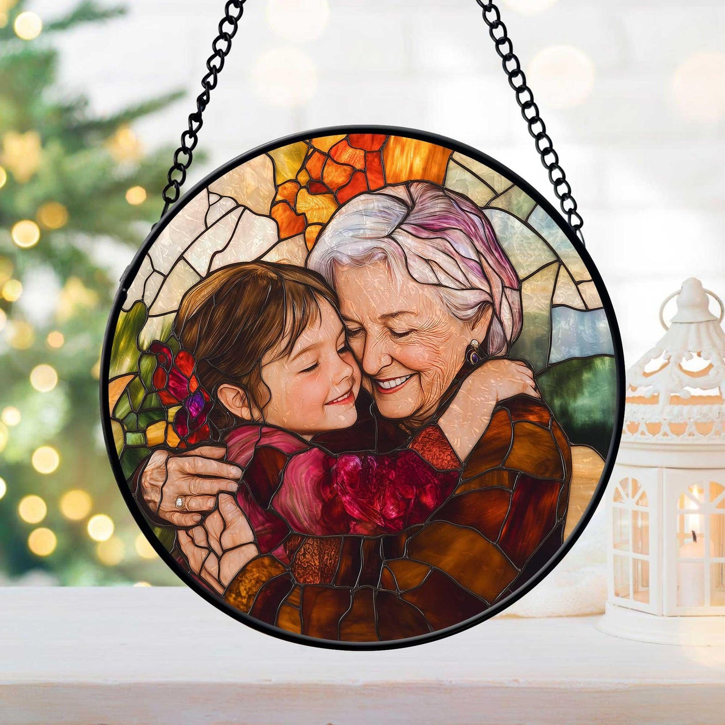 Custom Family Window Hanging Ornament, Christmas Gift For Mom, Grandma