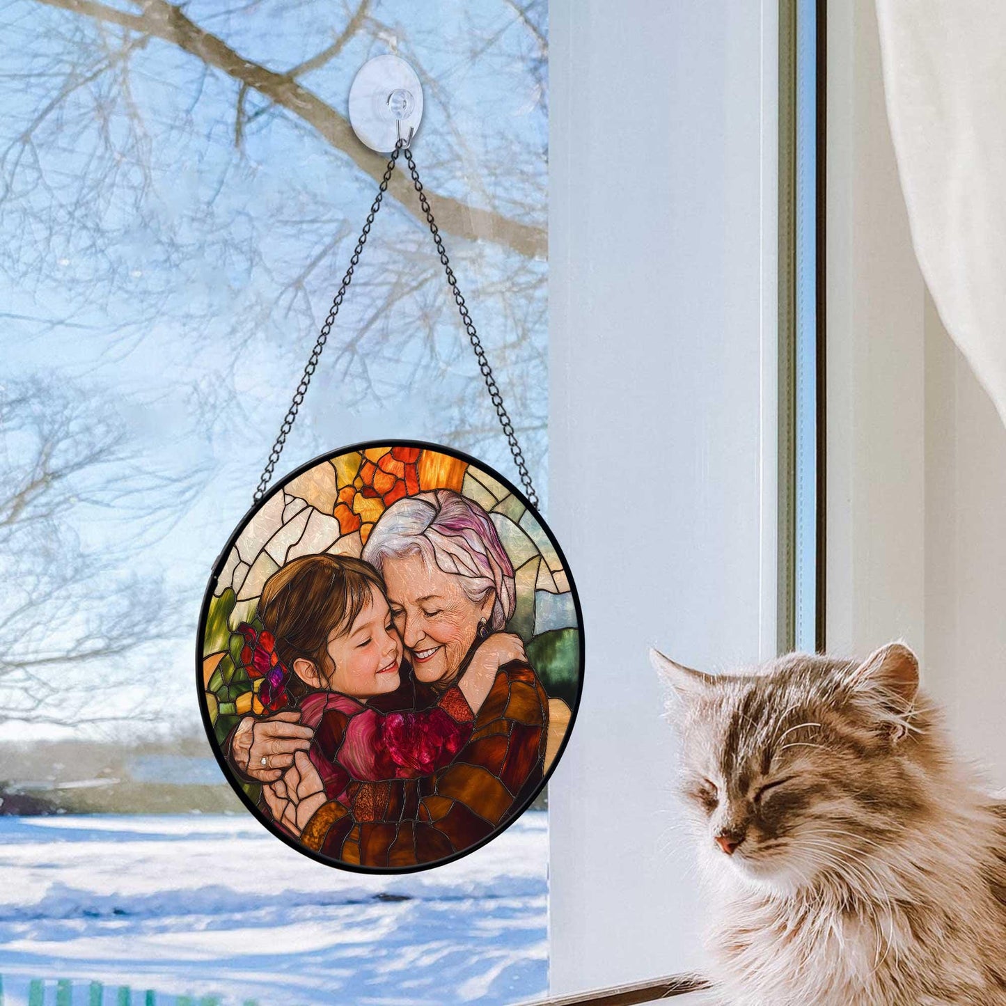 Custom Family Window Hanging Ornament, Christmas Gift For Mom, Grandma