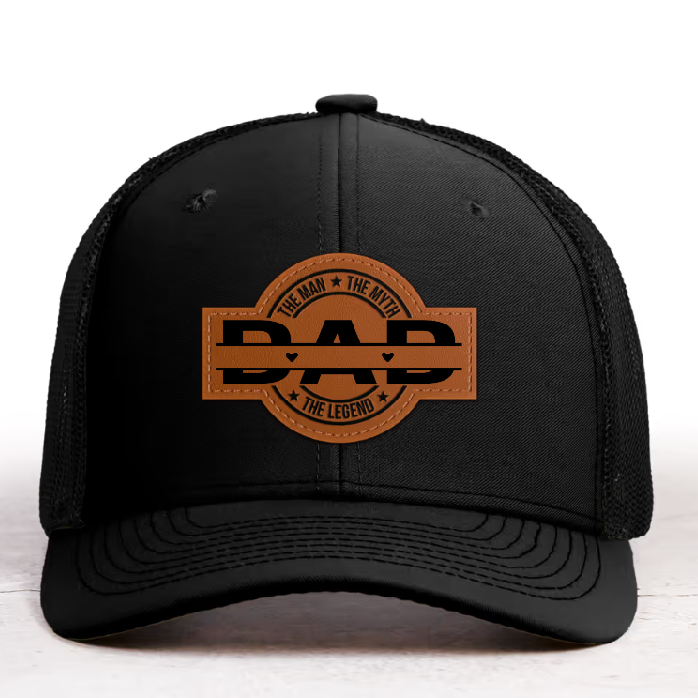 Personalized Dad Leather Patch Hat