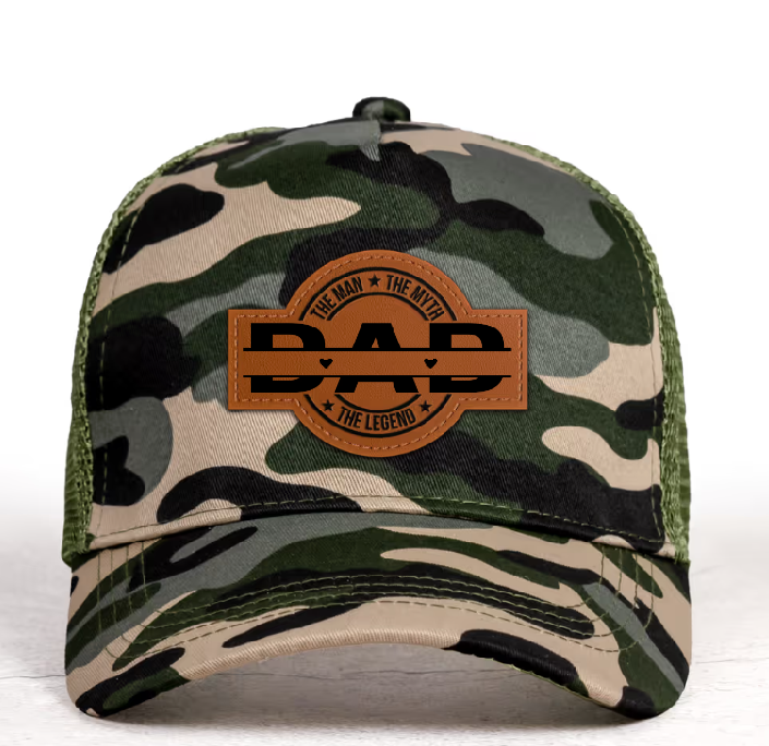 Personalized Dad Leather Patch Hat